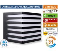 LAMPADA APPLIQUE SMD LED DA MURO WALL LIGHT 10W QUADRATA IP54 COLORE NERO 3IN1