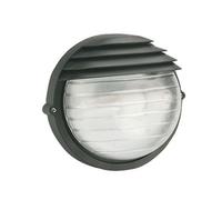 Applique Da Esterno Moderna Palpebra Tonda Alluminio E Vetro Nero 1 Luce E27