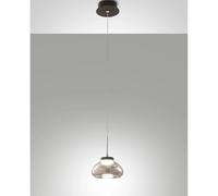ARABELLA SOSPENSIONE FUME' 1 LUCE IN VETRO E STRUTTURA IN METALLO A LED 3000K - 8W - 750 lm, D.14CM