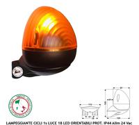 Lampada Arancione 9+9 Led 12/24 Vac Lampeggi 40 Cicli Segnala Movimento Cancello