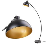 BAKAJI Lampada ad Arco Piantana da Terra Design Moderno Industriale Struttura in Metallo Luce Lampadina E27 60 W con Paralume Orientabile Base Rotonda Altezza 163 cm Arredamento Casa Nero