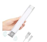 Lampada Armadio 60LED con Sensore Luce e di Movimento, USB Batteria Ricaricabile Luce Emergenza, Striscia Magnetica Adesiva Luce per Armadio Scale Corridoio Cucina 3 Modalità