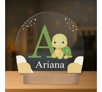 Lampada Bambini Personalizzata con Nome e Iniziale - Luce Notturna LED - Regalo Originale per Neonato, Battesimo o Compleanno (Tartaruga)