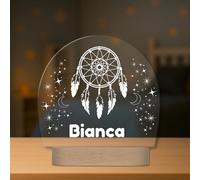 Lampada Bambini Personalizzata con Nome - Luce LED Antipaura per Camera di Neonato o Bambino con Diversi Disegni - Regalo Originale per Nascita Battesimo o Compleanno (ACCHIAPPASOGNI)