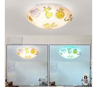 Lampada Bambini Plafoniera Camera Motivo Animali Rotondo 2 Fiamma D 30 CM [EEK: F]