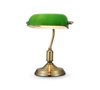 Lampada Banchiere Verde Ottone 36cm Alto Metallo Vetro E27 Nouveau Scrivania