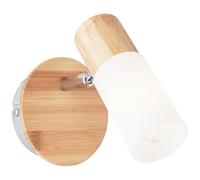 Lampada BRILLIANT Babsan Faretto da parete in legno chiaro/bianco | 1x C35, E14, 3,5 W, adatto per lampade a candela (non incluse) | Scala da A ++ a E | Testa orientabile