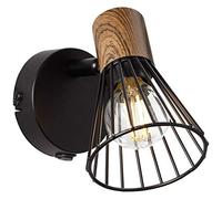 Lampada BRILLIANT Manama interruttore a parete a parete in legno scuro/nero opaco | 1x D45, E14, 18W, adatto per proiettori a caduta (non inclusi) | Scala da A ++ a E | Con interruttore a levetta