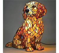 Lampada Bulldog Inglese, Lampada Corgi e Lampada Carlino, Luce Notturna da Tavolo Bulldog Francese in Resina Colorata, Luce Notturna Artistica Serie Cani, Lampade da Tavolo a LED a Tema Cani Carini(N)