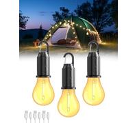 Lampada Campeggio Ricaricabile, Luce Campeggio a LED, Lanterna da Campeggio, 3 modalità di Luminosità Regolabile Lampada da Campeggio Luce da Campeggio Portatile per Tenda, Luce Emergenza, 3 pezzi