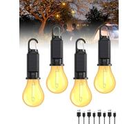 Lampada Campeggio Ricaricabile, Luce Campeggio a LED, Lanterna da Campeggio, Lampada Campeggio Solare Luce da Campeggio Portatile per Tenda, Campeggio Accessori, Luce Emergenza, 4 pezzi