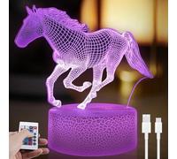 Lampada Cavallo 3D per Bambini con Telecomando Luce Notturna 16 Colori LED con Cambiabili Effetto Illusione Ottica per Camera da Letto Regalo Natale Compleanno Decorazione Casa