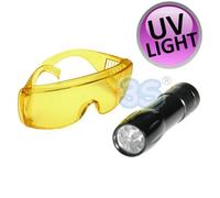 Lampada cercafughe 9 Led UV Mini Bright-Torch con occhiali per tracciante