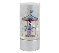 Lampada cilindro in vetro con led Cm. 9x20 - Giostra cavalli celeste