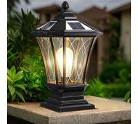 Lampada Colonna Solare Esterni Cappucci Pali Vetro Trasparente Luci Impermeabili Recinzioni Lanterne Illuminazione Giardino LED Alimentata A Energia Solare Esterni Patii Cassette Postali Luci Pontili