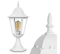 Lampada con base Hongkong, lampada da esterno in stile antico, in fusione di alluminio bianco con lastre di vetro, luce di percorso 49 cm, lampada da giardino retrò/vintage, E27, IP44, senza lampadina