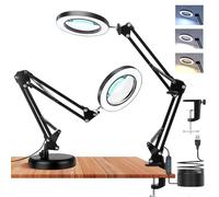 Lampada con Lente di Ingrandimento Professionale, 10x Lente di Ingrandimento con Luce, 72 LED Dimmerabili, 3 Colore e 10 Livelli di Luminosità, per Lettura, Riparazione, Lavoro Manuale