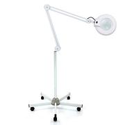 Lampada con lente d'ingrandimento a LED, 8 diottrie, braccio regolabile, con base girevole a 5 ruote, luce fredda per cosmetici, sticker, dentisti