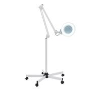 Lampada con lente d'ingrandimento cosmetica a LED da 24W, lampada con lente d'ingrandimento a LED con treppiede mobile, ingrandimento 5X lente d'ingrandimento da terra con braccio girevole e