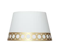 Lampada con paralume E14 bianco e oro, dimensioni 15x12x13 cm, ideale per la decorazione e l'ambientazione degli spazi.