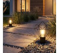 Lampada con Piedistallo per Esterni Piantana Industrial Griglia Giardino Nero 2x [EEK: Non valutato]