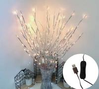 Lampada con ramo da 77 cm con 6 rami e 120 lampadine a LED Alimentata tramite USB Rami di salice illuminati a LED Utilizzare per riempire vasi per decorazioni natalizie per interni ed esterni