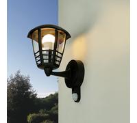 Lampada con Sensore di Movimento Nero IP44 Luce da Parete Lanterna Casa Giardino