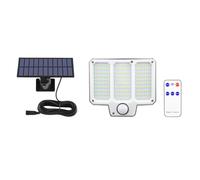 Lampada con Sensore di Movimento Solare 210 LED 300LM 6000-6500K, Lampada Parete con Telecomando a 3 modalità per Cortile, Garage