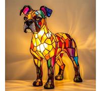 Lampada Corgi e Carlino | Lampada da Tavolo Artistica & Luminaria da Parete - Luce Notturna a LED con Bassotto e Bulldog Francese in Resina Colorata, Decorazione per Camera da Letto/Soggiorno, Boxer