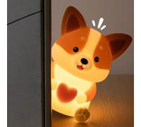 Lampada Corgi, simpatica luce notturna Corgi, lampada notturna dimmerabile a 3 livelli, luce a LED a forma di animale per dormire, lampada ricaricabile in silicone da comodino con timer intelligente