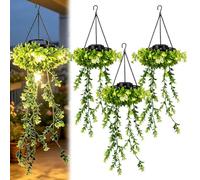 Lampada Da Appendere a Energia Solare per Erba Di Milano, Protezione UV, Vite Artificiale, Luci Corda, Ip65, Impermeabile, Automatica, 8-12 Ore, Illuminazione Lanterne Esterne(3pcs)