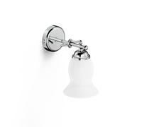 Lampada da Bagno Applique Cromo LINEA RETRO' Dimensione 11x19,5 x h 23 cm Lampada in Vero bianco satinato finitura cromo vintage cromo