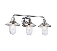 Lampada da bagno applique da parete in acciaio vetro cromato trasparente IP44 a 3 luci