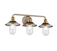 Lampada da bagno applique da parete in acciaio vetro ottone trasparente IP44 3 luci