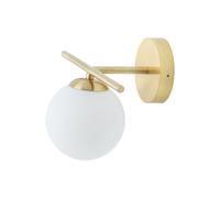 Lampada Da Bagno Applique Sfera Ottone Bianca IP44 B: 25cm G9 Vetro Metallo