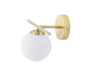 Lampada Da Bagno Applique Sfera Ottone Bianca IP44 B: 25cm G9 Vetro Metallo