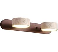 Lampada da bagno in legno naturale 2/3/4 luci LED applique da parete con travertino giallo girevole a 180 ° illuminazione bagno in legno per la decorazione domestica moderna Perfetto sopra specchio