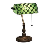 Lampada da banchiere, Lampada, Lampada da scrivania, Lampada Vintage, Lampada da Tavolo, Lampade da Comodino, Lampade da Lettura per Comodino Studio Ufficio, Base in Lega, W11 H15, Perle di Verde