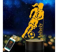 Lampada da calcio personalizzata per bambini con nome personalizzato per bambini figlio nipote luce notturna a LED idea regalo per compleanno Halloween Natale Capodanno decorazione della stanza