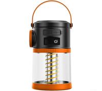 Lampada da campeggio a energia solare, lanterna di sicurezza a LED, ricaricabile tramite USB, impermeabile, con pannello policristallino, per escursioni (arancione)
