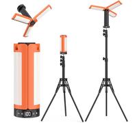 Lampada da campeggio ricaricabile con treppiede, 12000 mAh, 3 colori di luce, LED dimmerabile da 6000lm, IP65, adatta per officine, campeggio, cantieri edili e situazioni di emergenza.