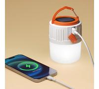 Lampada da campeggio solare 2 in 1 e caricabatterie per telefono, lampada da esterno portatile a energia solare con funzione di ricarica per telefono cellulare, lampada LED gonfiabile per campeggio, e