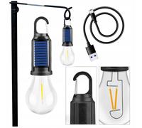 Lampada da campeggio solare per turisti, lampadina LED dimmerabile + cavo