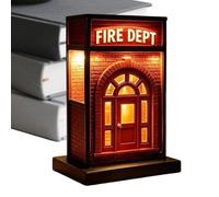 Lampada da caserma dei pompieri, lampada da tavolo retrò 3D, piccola luce notturna a LED a forma di casa, per biblioteca, sala giochi, ufficio, camera da , comodino e cremagliera