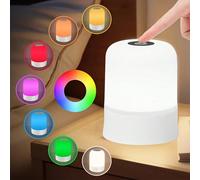 Lampada da comodino a LED con controllo touch moderno, 16 colori, 3 modalità, alimentata tramite USB, batteria ricaricabile, telecomando, adatta per camera da letto, soggiorno e campeggio all'aperto 1