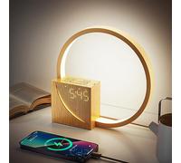 Lampada Da Comodino a LED con Sveglia, Porte di Ricarica USB, Touch Dimmerabile, Wake Up Light con Due Allarmi, 10 Suoni Naturali per Adulti e Bambini, 3 livelli di Luminosità per Camera da letto