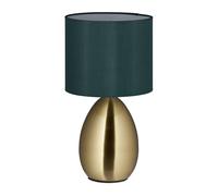 Relaxdays Lampada da Tavolo, Luce Indiretta con Funzione Touch, Abat Jour con Paralume, HxD 34x18 cm, Dorato Verde Scuro