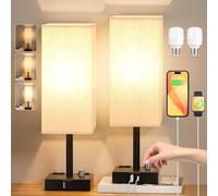 Lampada da Comodino con Porte Tipo C USB A Abat Jour da Comodino Coppia 4 Presa