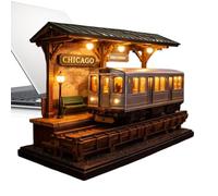Lampada da comodino da comodino - Decorazione a forma di vecchio treno, per camera da letto, ufficio, scrivania, libreria, soggiorno, camera da letto, amanti del paesaggio urbano e