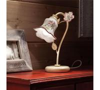 Lampada da comodino Delicate rose in pregiata ceramica PISA L 22cm H 29cm ? 12cm peso 0,55 kg - Attacco Lampada E14 interno esterno, Bianco Vintage multicolor